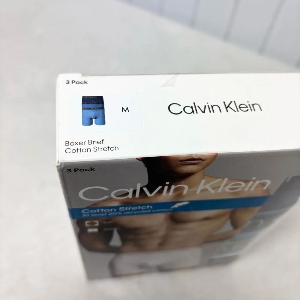 Calvin Klein Blue Cotton Stretch Men's Boxer Briefs‎ 3Pac Size M